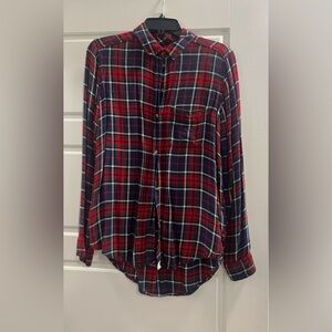 American Eagle Outfitters Red and Blue Plaid Button Down Shirt